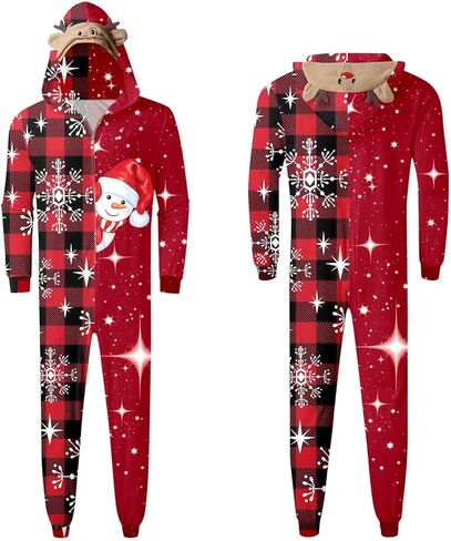 Family Christmas Pajamas Matching Sets Onesie Xmas Snowflake Print PJs Set Long Sleeves Holiday Family Sleepwear in Saudi Arabia