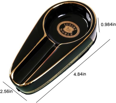 Cigar Ashtray for Outdoors, Single Ashtrays Patio with Holder, Small Ceramic Portable Travel Ash Tray for Gift Living Room Office Decoratio - Black in Saudi Arabia