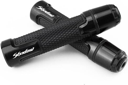 مقابض مقود الدراجة النارية Hon&da Shadow VT 125 150 400 600 750 1100 VT600 VT1300 مقابض مطاطية مضادة للانزلاق أطراف شريط المقود CNC ألومنيوم 7/8 بوصة 22 مم (أسود) in Kuwait