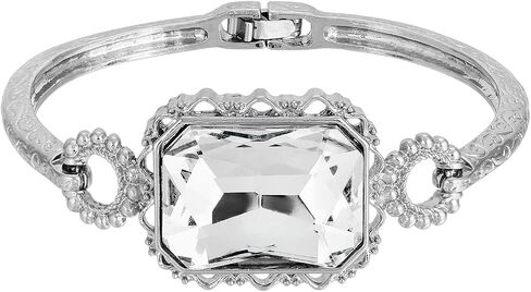 1928 Jewelry Slim Textured Filigree Octagon Crystal Clasp Bracelet in Saudi Arabia