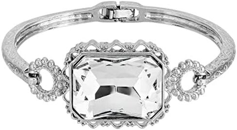 1928 Jewelry Slim Textured Filigree Octagon Crystal Clasp Bracelet in Saudi Arabia