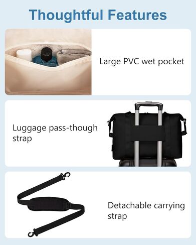 JUNGYOON Gym Bag for Women – Lightweight Weekender Overnight Bags with Toiletry Pouch, Quilted Travel Duffle Carry On Bag in Saudi Arabia