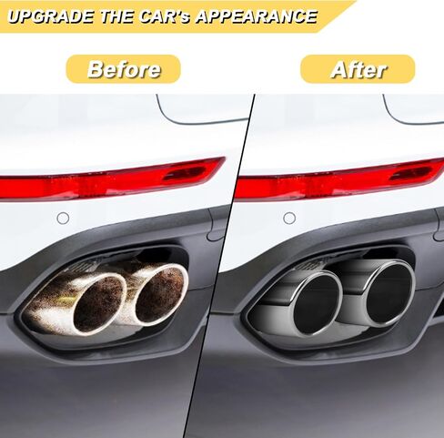 2.5 inch Inlet Exhaust Tip, 3" Outlet 12" Overall Length Stainless Steel Exhaust Tail Pipe, Clamp-On, Rolled Edge, Slant Sleek Angle Cut, Polished Tailpipe, Silvery in Saudi Arabia