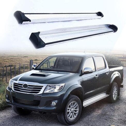 2Pcs Fixed Running Boards Side Steps Foot Protector Bar with Brackets Black Fits for Toyota Hilux Vigo 2012-2014 in Saudi Arabia