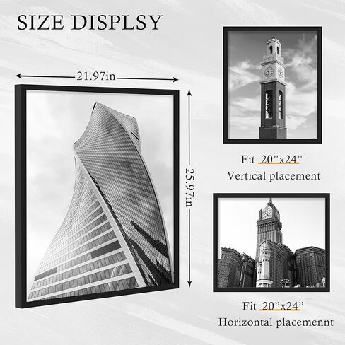 إطار ملصق مقاس 24 × 36، إطارات ملصقات سوداء مقاس 24 × 36 بوصة للملصقات والمطبوعات الفنية، تثبيت على الحائط أفقيًا أو رأسيًا، عبوتان. in Kuwait