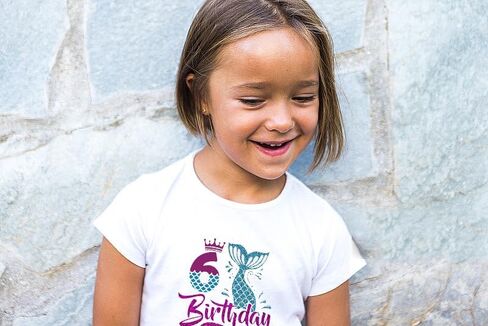 6th Birthday Shirt for Girls, Dress for Girls, T Shirt for 6 Year Old Gift Outfit, Decoration Mermaid Clothes White in Saudi Arabia
