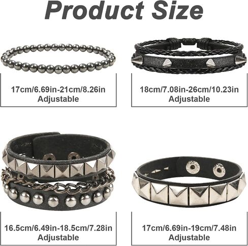 4 Pcs Punk Studded Bracelets Rock Leather Emo Bracelets 80s Gothic Spike Cuff Bracelet Set Retro Classic Emo Jewelry Accessories for Men Women Rocker Outfits in Saudi Arabia