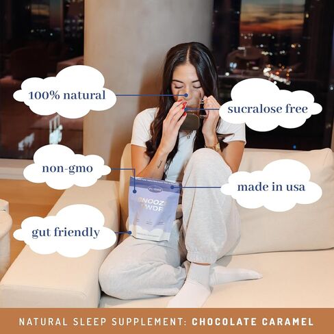 PWDRS غفوة سليبي تايم شوكولاتة ساخنة | كل الدعم الطبيعي للنوم | جليسينات المغنيسيوم، إل ثيانين، بابونج، إلكتروليتات | 20 سعرة حرارية، غير معدلة وراثيًا | شوكولاتة كراميل in Saudi Arabia