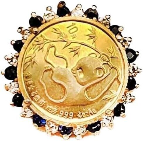 خاتم زفاف نسائي بقطع مستديرة 1.50 قيراط مصنوع من الماس الأبيض والأسود على شكل دب الباندا، لمسة نهائية من الذهب الأصفر عيار 14 قيراط in Saudi Arabia