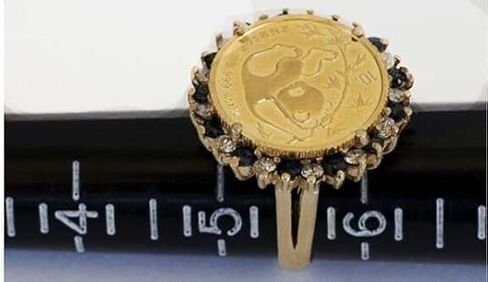 خاتم زفاف نسائي بقطع مستديرة 1.50 قيراط مصنوع من الماس الأبيض والأسود على شكل دب الباندا، لمسة نهائية من الذهب الأصفر عيار 14 قيراط in Saudi Arabia