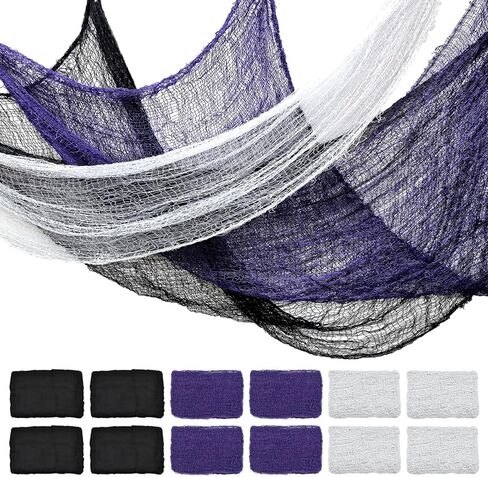 ZeeDix 12 Pack Halloween Creepy Cloth 30 x 75 Inch Halloween Decoration Spooky Scary Gauze Cloth Creepy Cheesecloth for Halloween Party Supplies Outdoor Yard Home Wall Doorways(3colors) in Kuwait