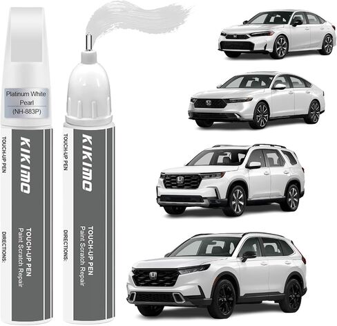 KIKIMO for Honda Touch Up Paint (بلاتينيوم أبيض لؤلؤي (NH-883P)) طقم إصلاح طلاء السيارة لهوندا، 2 في 1 إصلاح الخدوش مع طرف قلم وفرشاة، لون مطابق للإصلاح السريع والسهل in Kuwait