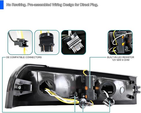 مصابيح زاوية LED كاملة من SPEC-D دخان أسود مع إشارة انعطاف تسلسلية، متوافقة مع 2004-2012 Chevy Colorado، مجموعة المصابيح الأمامية اليسرى + اليمنى in Saudi Arabia
