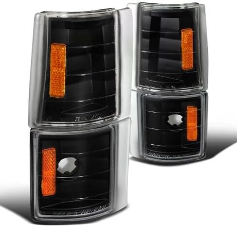 SPEC-D TUNING Black Housing Clear Lens 4PC Corner Lights Compatible with 1994-1998 Chevy C10 Pickup Truck L+R Pair Assembly in Saudi Arabia