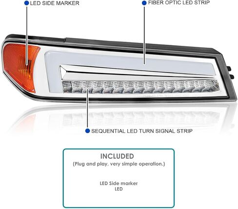 مصابيح زاوية LED كاملة من SPEC-D دخان أسود مع إشارة انعطاف تسلسلية، متوافقة مع 2004-2012 Chevy Colorado، مجموعة المصابيح الأمامية اليسرى + اليمنى in Saudi Arabia