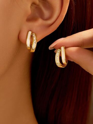 1 Pair Gold Cubic Zirconia Ring with Cat's Eye Stone - Stylish and Elegant Accessory for Everyday Wear in Saudi Arabia