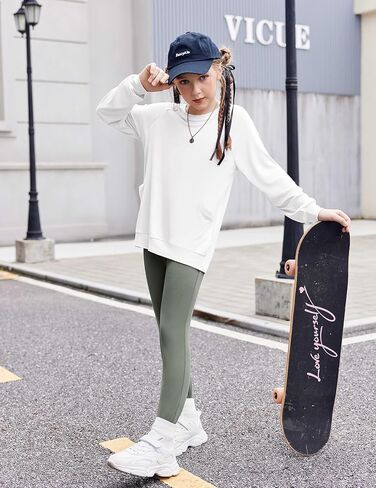 Arshiner Girls Long Sleeve Shirts with Pockets Crewneck Soft Casual Raglan Kids Blouse Tee Tops in Saudi Arabia