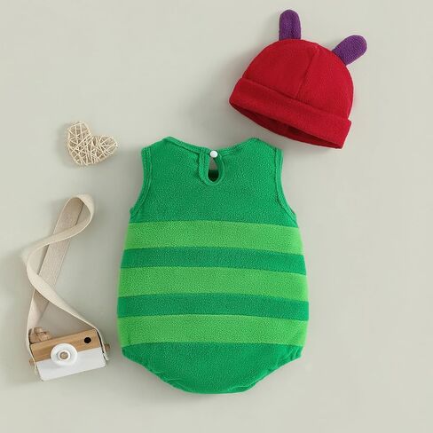 Baby Caterpillar Costume Infant Girl Boy Halloween Costume Sleeveless Hungry Romper with Hat Cosplay Party Outfit in Saudi Arabia