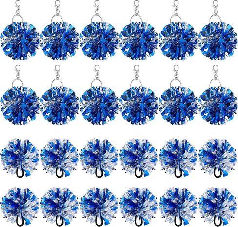 Sureio 24 قطعة من حبال الشعر من Cheer Pom Poms وسلسلة مفاتيح من Cheer Pom Pom مجموعة إكسسوارات التشجيع لزملاء الفريق في الحفلات in Saudi Arabia