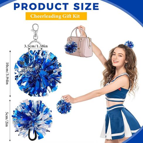 Sureio 24 قطعة من حبال الشعر من Cheer Pom Poms وسلسلة مفاتيح من Cheer Pom Pom مجموعة إكسسوارات التشجيع لزملاء الفريق في الحفلات in Saudi Arabia