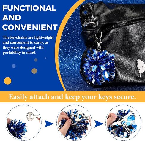 Sureio 24 قطعة من حبال الشعر من Cheer Pom Poms وسلسلة مفاتيح من Cheer Pom Pom مجموعة إكسسوارات التشجيع لزملاء الفريق في الحفلات in Saudi Arabia