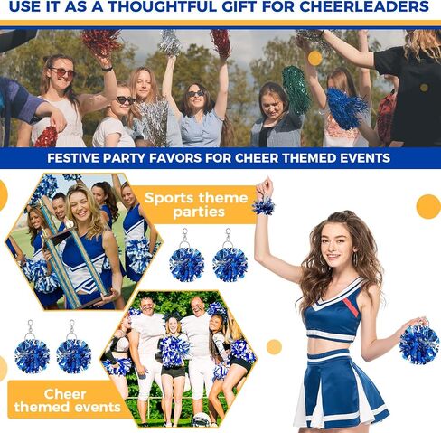 Sureio 24 قطعة من حبال الشعر من Cheer Pom Poms وسلسلة مفاتيح من Cheer Pom Pom مجموعة إكسسوارات التشجيع لزملاء الفريق في الحفلات in Saudi Arabia