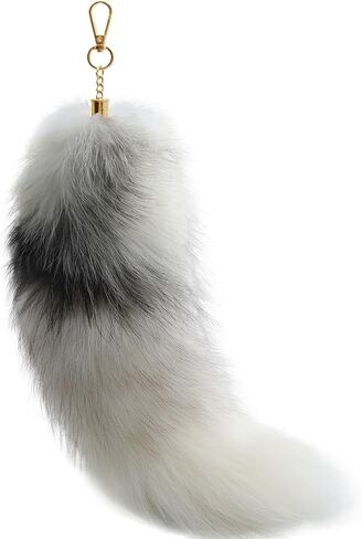 Furry Therian Fox Wolf Tail Keychain, Atiofber 15.75 Faux Fur Costume Fake Tail Handbag Charm for Halloween Cosplay in Saudi Arabia