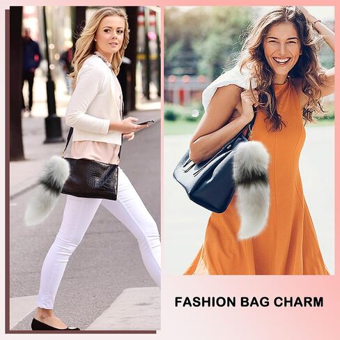 Furry Therian Fox Wolf Tail Keychain, Atiofber 15.75 Faux Fur Costume Fake Tail Handbag Charm for Halloween Cosplay in Saudi Arabia