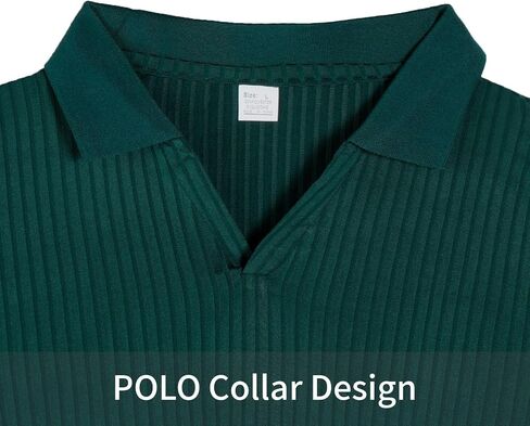 Men's Summer Casual Vertical Stripe Short Sleeve Flip Neck V Neck Polo Shirt in Saudi Arabia