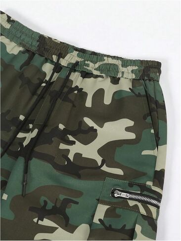 Men's Camo Cargo Shorts Streetwear Drawstring Outdoor Camouflage Shorts with Zipper Pockets in Saudi Arabia