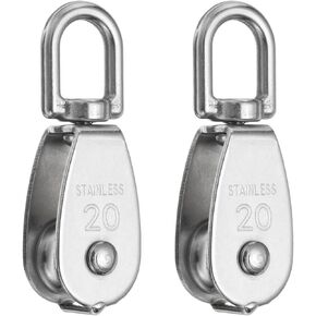 PATIKIL M25 Single Pulley Block, 2 Pack 304 Stainless Steel Heavy Wire Rope Hanging Wire Towing Wheel Lifting Crane Swivel Hook, Loading 150KG/331LBS in Kuwait