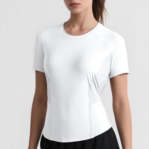 Workout Tops for Women Short Sleeve Yoga Shirts Breathable Mesh Quick Dry Athletic Tees for Gym Running in Saudi Arabia