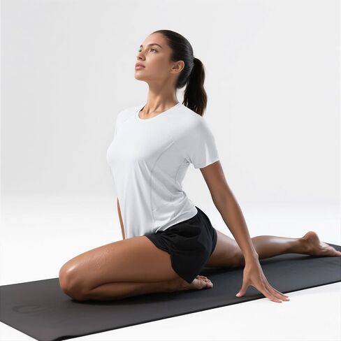 Workout Tops for Women Short Sleeve Yoga Shirts Breathable Mesh Quick Dry Athletic Tees for Gym Running in Saudi Arabia