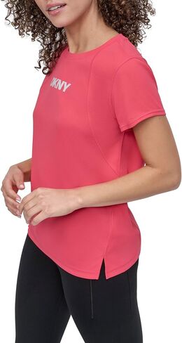 DKNY Women's Short Sleeve Logo Mesh Tech Tee in Saudi Arabia