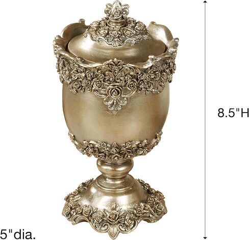 Victoria Rose Satin Gold Covered Jar for Bathroom or Vanity Area in Saudi Arabia