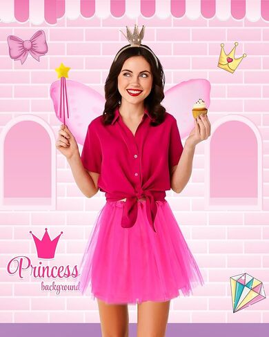 Mepase 4 قطع أزياء الجنية الوردية للهالوين للنساء إكسسوارات كتاب شخصية المعلم الوردي فراشة جناح الجنية تنورة توتو تاج عصابة رأس نجمة عصا سحرية لمحبي القراءة في يوم الكتاب المفضل in Kuwait