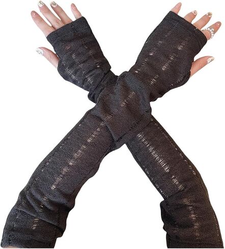 Mrotrida Women's Sequin Fingerless Gloves Shiny Stretchy Arm Warmer Sleeve for Evening Party Performance (Gold) in Kuwait