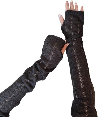 Mrotrida Women's Sequin Fingerless Gloves Shiny Stretchy Arm Warmer Sleeve for Evening Party Performance (Gold) in Kuwait