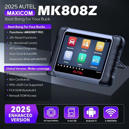 Autel Scanner MaxiCOM MK808Z, 2025 Bidirectional Scan Tool Same As MK808S MK808BT MX808S, 28+ Service, Active Test, All System Diagnose, Injector Coding, FCA Autoauth, Alternative of MK900 MX900 in Saudi Arabia