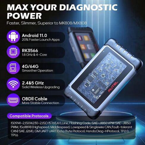 Autel Scanner MaxiCOM MK808Z, 2025 Bidirectional Scan Tool Same As MK808S MK808BT MX808S, 28+ Service, Active Test, All System Diagnose, Injector Coding, FCA Autoauth, Alternative of MK900 MX900 in Saudi Arabia