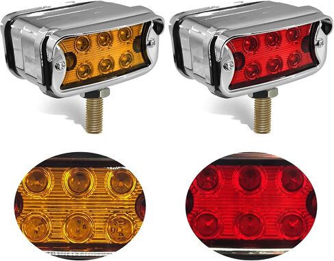 2pcs 17-تقود الوجه المزدوج البطيخ أضواء الإشارة ، amber & red led ، 3.5 "أضواء الحاجز الدائري مع عدسة واضحة وعاكس ، أضواء قاعدة chrome المساعدة in Kuwait
