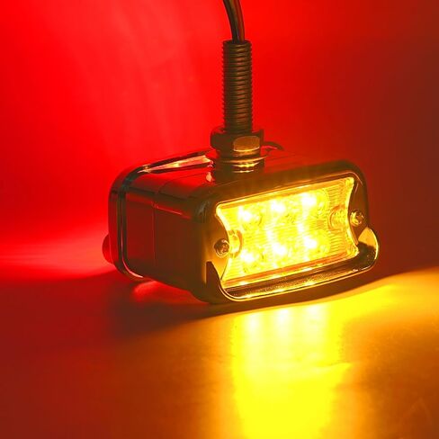 2pcs 17-تقود الوجه المزدوج البطيخ أضواء الإشارة ، amber & red led ، 3.5 "أضواء الحاجز الدائري مع عدسة واضحة وعاكس ، أضواء قاعدة chrome المساعدة in Kuwait