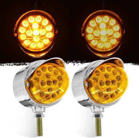 2pcs 17-تقود الوجه المزدوج البطيخ أضواء الإشارة ، amber & red led ، 3.5 "أضواء الحاجز الدائري مع عدسة واضحة وعاكس ، أضواء قاعدة chrome المساعدة in Kuwait