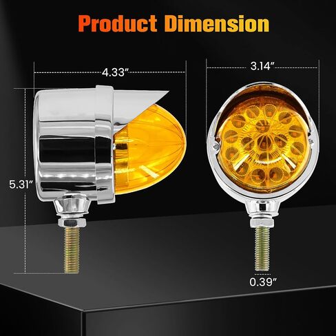 2pcs 17-تقود الوجه المزدوج البطيخ أضواء الإشارة ، amber & red led ، 3.5 "أضواء الحاجز الدائري مع عدسة واضحة وعاكس ، أضواء قاعدة chrome المساعدة in Kuwait