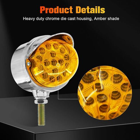 2pcs 17-تقود الوجه المزدوج البطيخ أضواء الإشارة ، amber & red led ، 3.5 "أضواء الحاجز الدائري مع عدسة واضحة وعاكس ، أضواء قاعدة chrome المساعدة in Kuwait