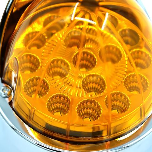 2pcs 17-تقود الوجه المزدوج البطيخ أضواء الإشارة ، amber & red led ، 3.5 "أضواء الحاجز الدائري مع عدسة واضحة وعاكس ، أضواء قاعدة chrome المساعدة in Kuwait