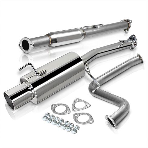 PM PERFORMOTOR 4" Tip Muffler Stainless Catback Exhaust Compatible with 92-96 Honda Prelude H22/23 F23A1 in Saudi Arabia