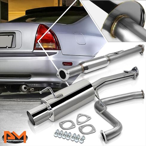 PM PERFORMOTOR 4" Tip Muffler Stainless Catback Exhaust Compatible with 92-96 Honda Prelude H22/23 F23A1 in Saudi Arabia