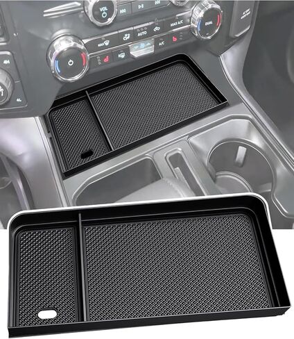 مناسب خصيصًا لمنظم وحدة التحكم المركزية Ford F150 2021-2025 / Lightning XLT 2022-2024، مع بطانات مطاطية وفتحة USB للحفاظ على نظافتها، مصمم لملحقات Ford الداخلية in Saudi Arabia