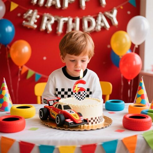 Red Racing 3 Birthday Candles,3rd Birthday Decorations for Boy Girl,Red Number 3 Candle for Cake,Hot Cartoon Anime Cars Cake Toppers for Racing Cars Themed Party Decorations Supplies in Kuwait